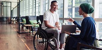 Wheelchair user receives Vocational Rehabilitation services.