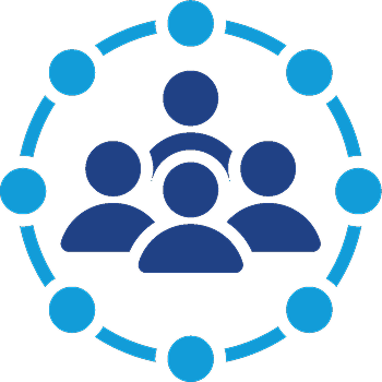 An icon representing people surrounded by a circle