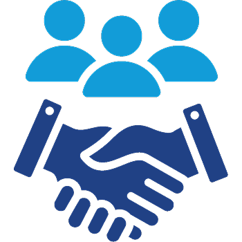 Icon representing partnership through a handshake 