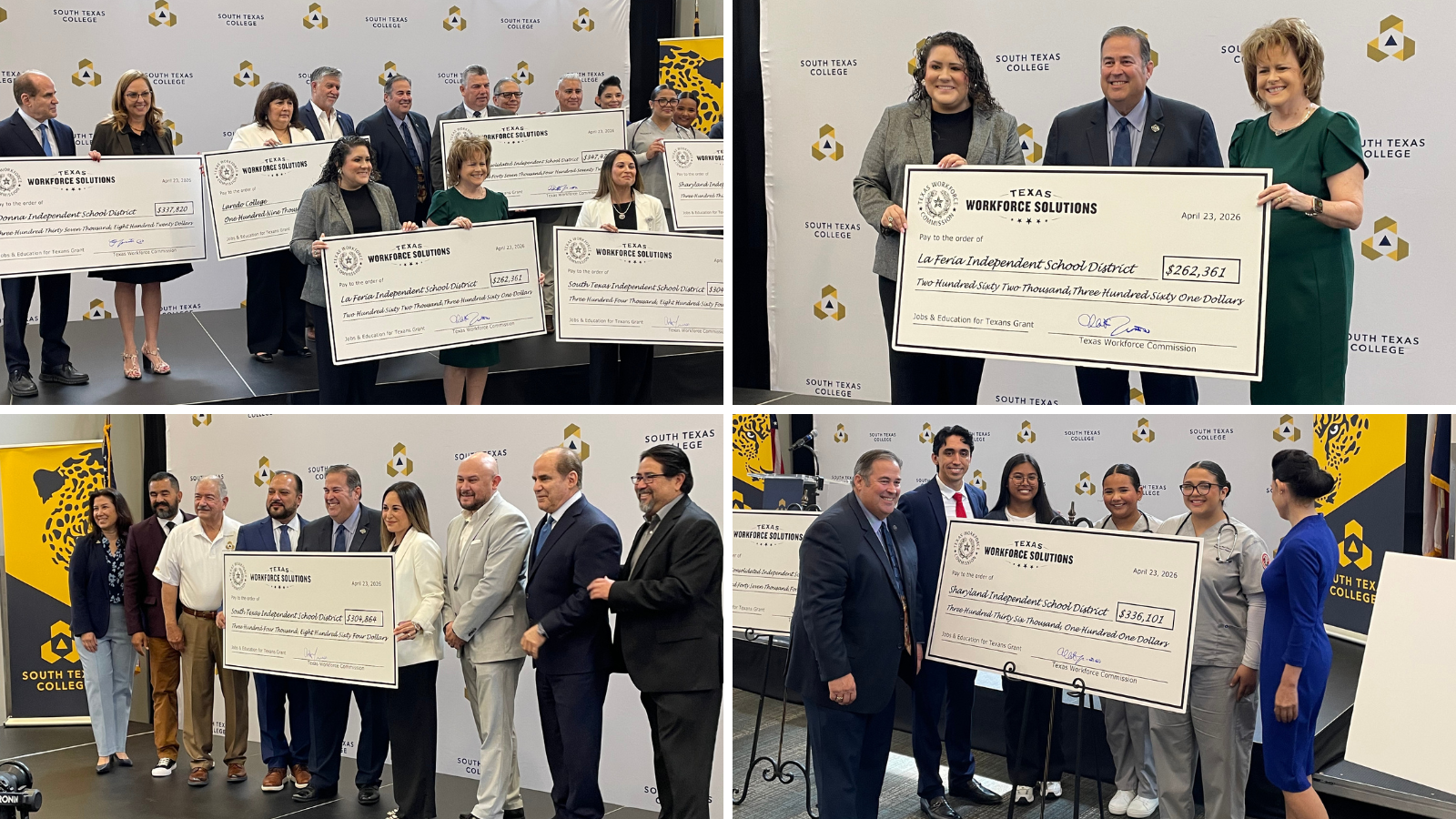 TWC Commissioner Representing Labor Alberto Treviño III and local partners attend big check ceremony.