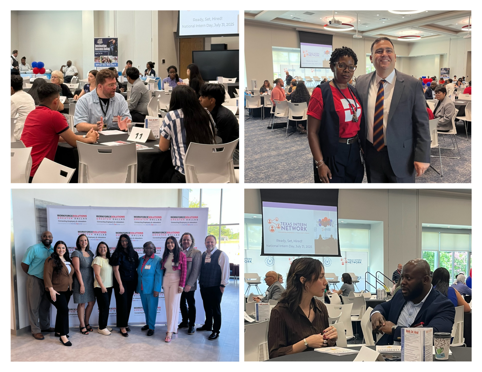 Pictured Above: TWC Commissioner Representing Employers Joe Esparza and attendees celebrate National Intern Day at the Ready, Set, Hired! event at Dallas College - Cedar Valley in Lancaster on July 31, 2025.