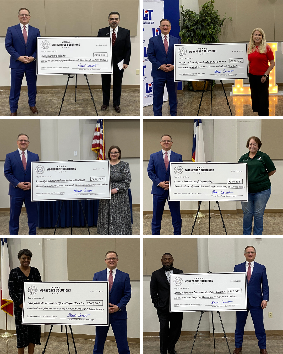 TWC Commissioner Representing the Public Brent Connett and local partners attend big check ceremony.