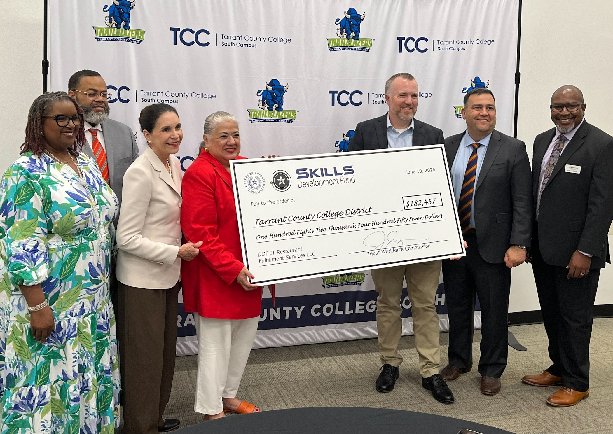 TWC Chairman Joe Esparza and local partners attend big check ceremony.