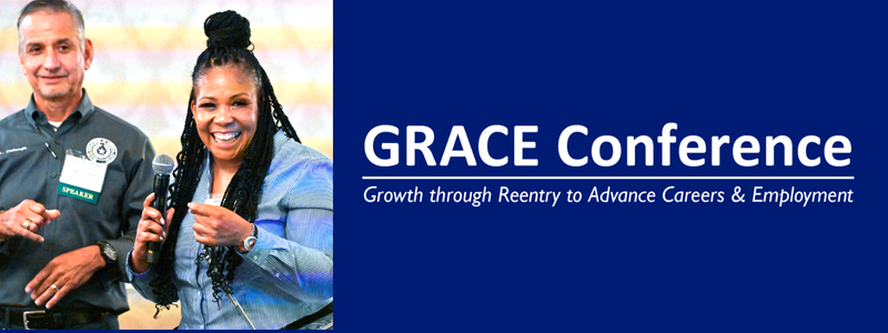 Photo of attendees at a previous GRACE Conference event paired with the event logo