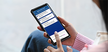 A person using the MyTXCareer app.