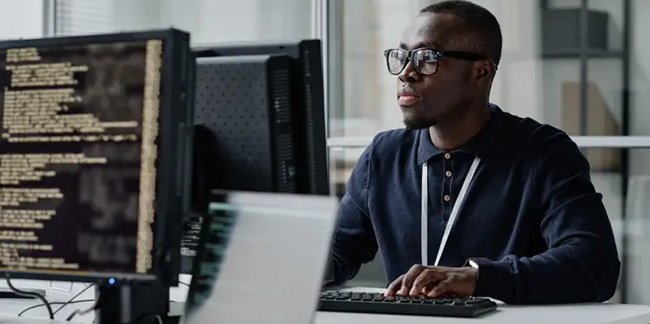 A man working on a coding project