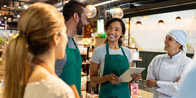 A group of employees working together in a small business.